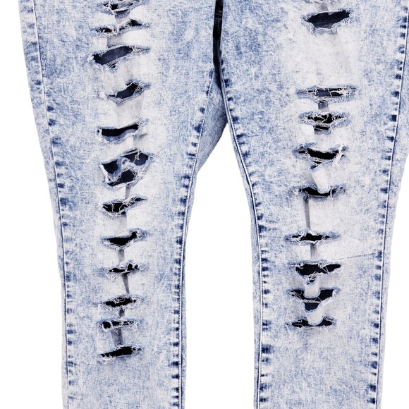 Twenyone Black Womens Jeans Sz 18 Mid-Rise Jeggings Flex Distressed Ripped HOLE - Picture 3 of 9